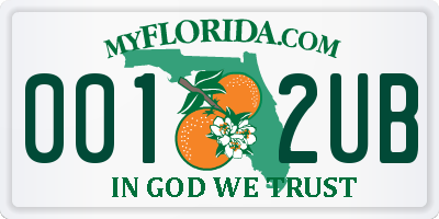 FL license plate 0012UB