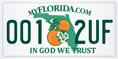 FL license plate 0012UF