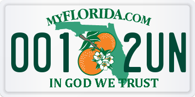 FL license plate 0012UN