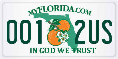 FL license plate 0012US