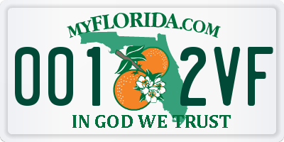 FL license plate 0012VF