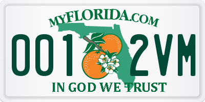 FL license plate 0012VM