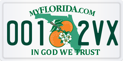 FL license plate 0012VX