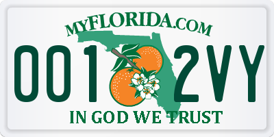 FL license plate 0012VY