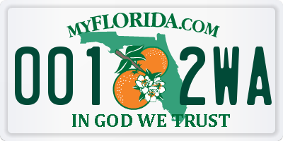 FL license plate 0012WA