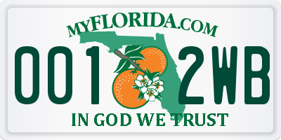 FL license plate 0012WB