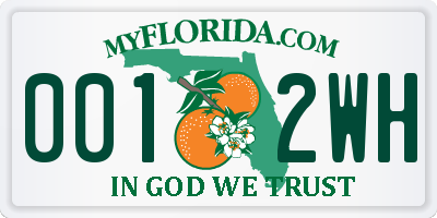 FL license plate 0012WH