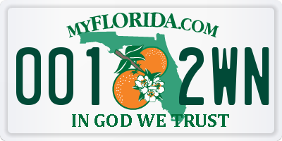 FL license plate 0012WN