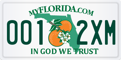 FL license plate 0012XM
