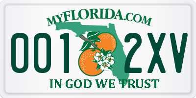 FL license plate 0012XV