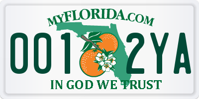 FL license plate 0012YA