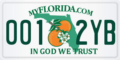 FL license plate 0012YB