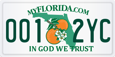 FL license plate 0012YC