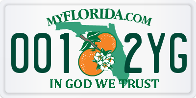 FL license plate 0012YG
