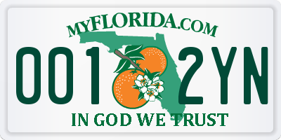 FL license plate 0012YN