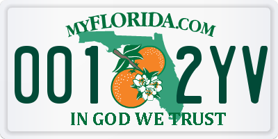 FL license plate 0012YV