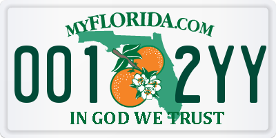 FL license plate 0012YY