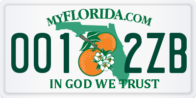 FL license plate 0012ZB