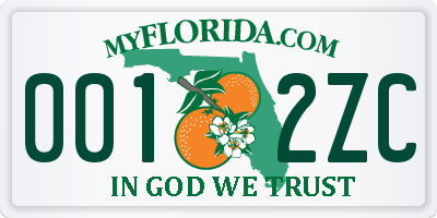 FL license plate 0012ZC