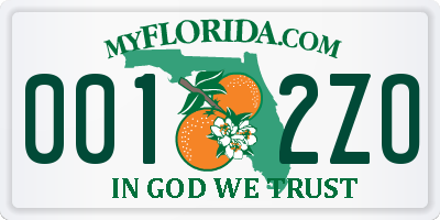FL license plate 0012ZO