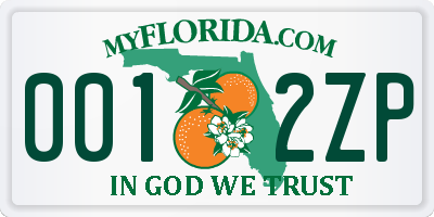 FL license plate 0012ZP