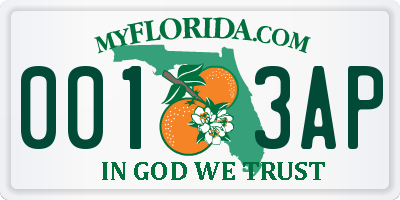 FL license plate 0013AP