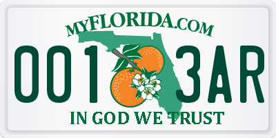 FL license plate 0013AR