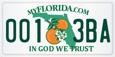 FL license plate 0013BA