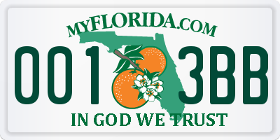 FL license plate 0013BB