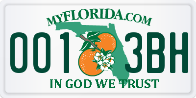 FL license plate 0013BH