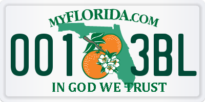 FL license plate 0013BL