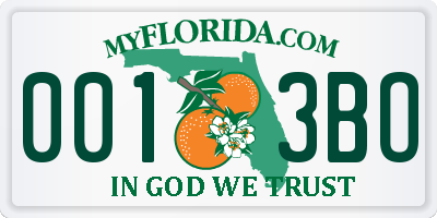 FL license plate 0013BO