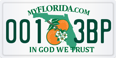 FL license plate 0013BP