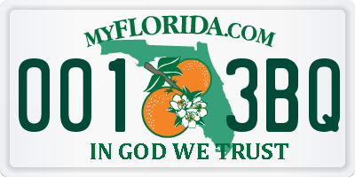 FL license plate 0013BQ