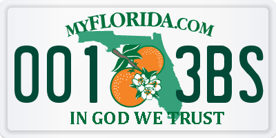 FL license plate 0013BS