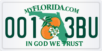 FL license plate 0013BU