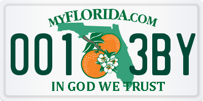 FL license plate 0013BY