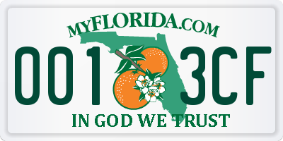 FL license plate 0013CF