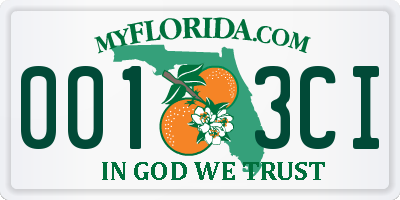 FL license plate 0013CI