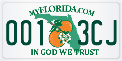 FL license plate 0013CJ