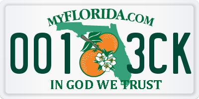 FL license plate 0013CK