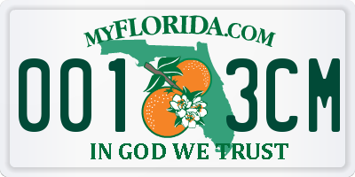 FL license plate 0013CM