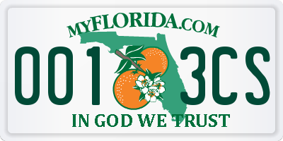 FL license plate 0013CS