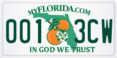 FL license plate 0013CW