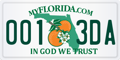 FL license plate 0013DA