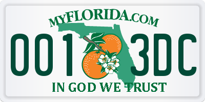 FL license plate 0013DC