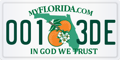 FL license plate 0013DE