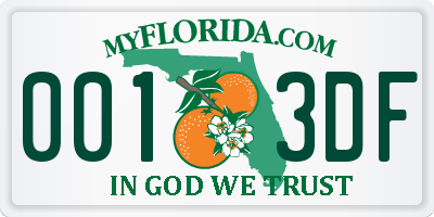 FL license plate 0013DF