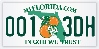 FL license plate 0013DH