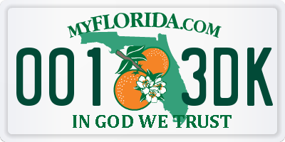 FL license plate 0013DK